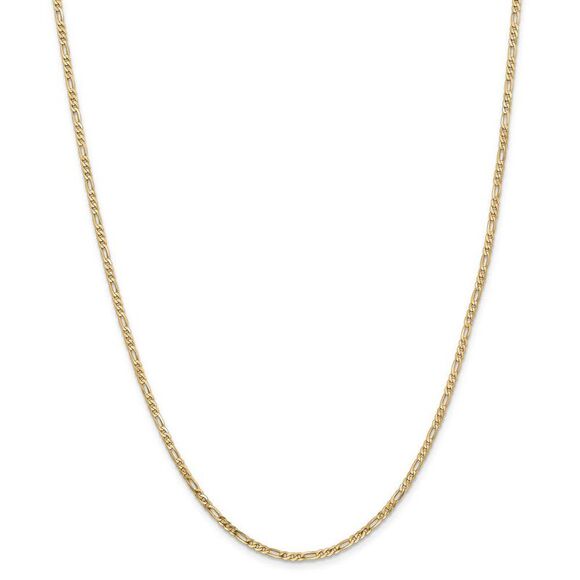 2.25mm 14k Yellow Gold Flat Figaro Necklace Chain Necklace 20 Inch